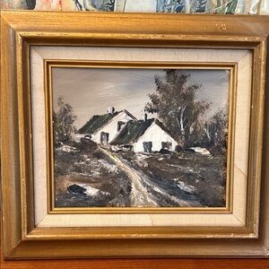 Rustic Landscape Painting with Gold Frame oil painting, original signed